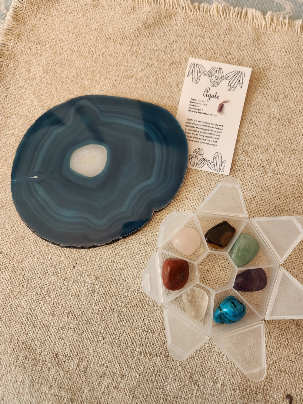 Large Polished Blue Agate Slice 5.75” Natural Stone Crystal Display